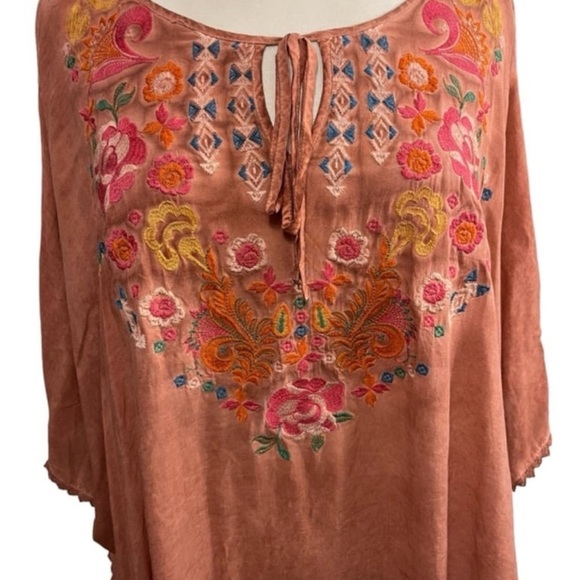 Andree by Unit rust color kimono styled top with embroidery size 1X - Picture 2 of 9